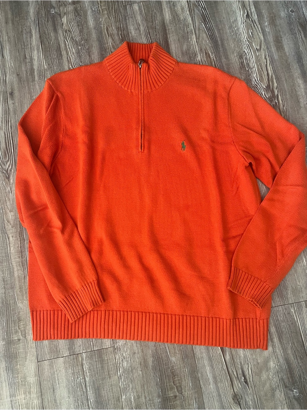 Polo by Ralph Lauren Men’s Bright Orange Zip Mock Neck Sweater .  Size XL